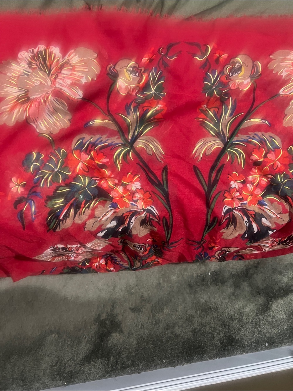 Red Floral scarf wrap- Vibrant Red Floral Design
